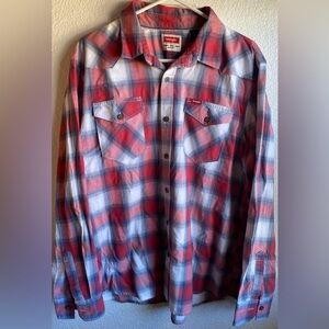 Wrangler Flannel Button Up Shirt Women's XL Long Sleeve Plaid Multi-Color